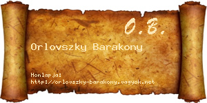 Orlovszky Barakony névjegykártya